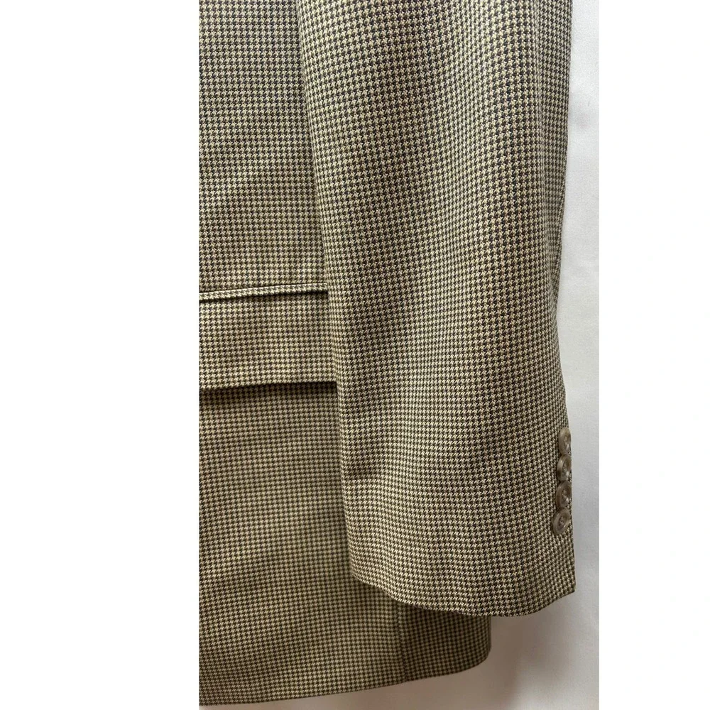 Brooks Brothers Silk Wool Blazer Men 42R Brown Houndstooth USA Made Preppy Style